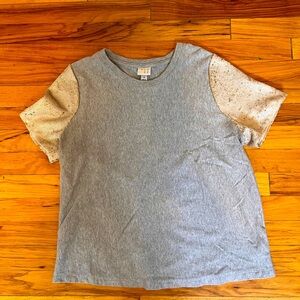 Sequin and fleece/cotton top.